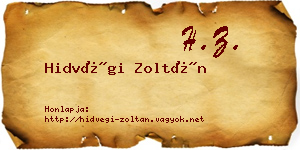 Hidvégi Zoltán névjegykártya